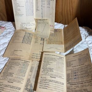 Vintage Georgia schoolReport Cards and school pay stubs Collection 1954